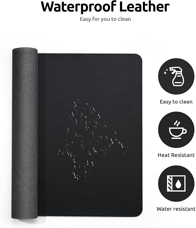 YSAGi Leather Desk Protector, Office Mat, Large Mouse Mat, Non-Slip PU Leather - Image 4