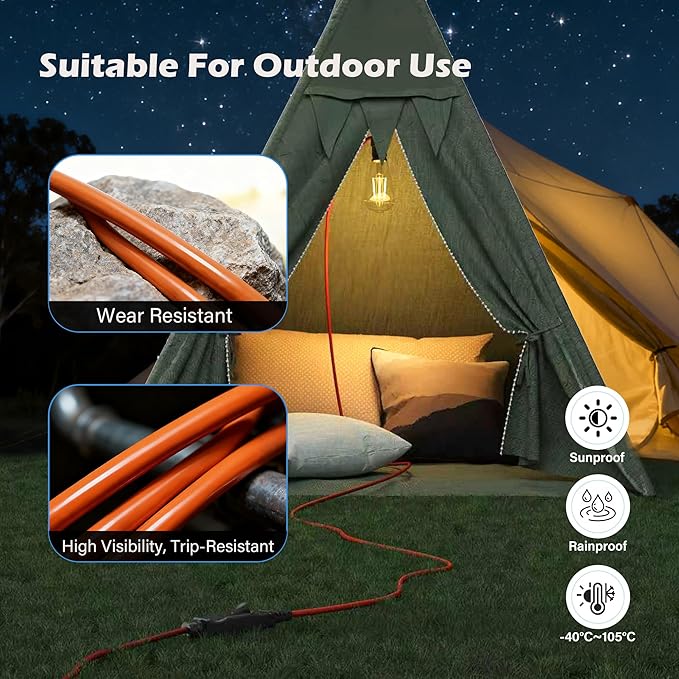 90 Degree 2 Prong Polarized Outdoor Power Extension Cord 75 FT, Angled - Image 3