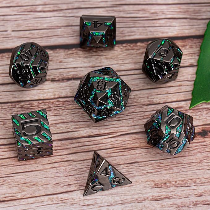 Metal Stripe Dice, Solid Metallic Glitter Stripes DND Dice - Image 5