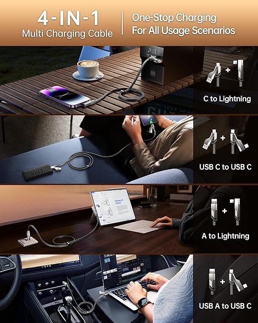4-in-1 Long USB C Cable 10FT Compatible - Image 2