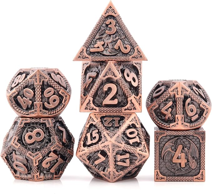 PJOY Metal DND Dice Set D&D Dragon Dice Copper by PJOYDice