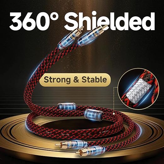TODN High End RCA Cables for Audiophile, 2 RCA Male to Male Stereo Cord for Car - Image 3