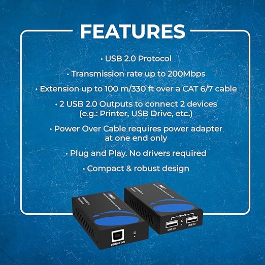 OREI USB 2.0 Over Ethernet Cat5e/6 Extender LAN Upto 330 Feet - Image 3