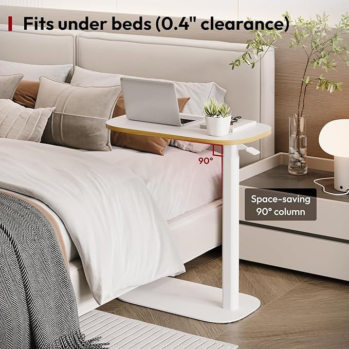 SANODESK Adjustable Overbed Bedside Table Pneumatic Adjustable Height Laptop - Image 3
