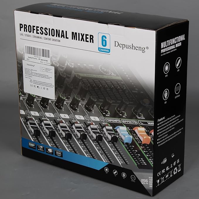 Depusheng PA6 professional DJ audio mixer 6 channel input built-in 256 kinds of - Image 11