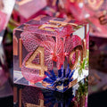 ARUOHHA DND Resin Dice Translucent Pink Leaf Sharp Edged Dragons Dice Set by ARUOHHA