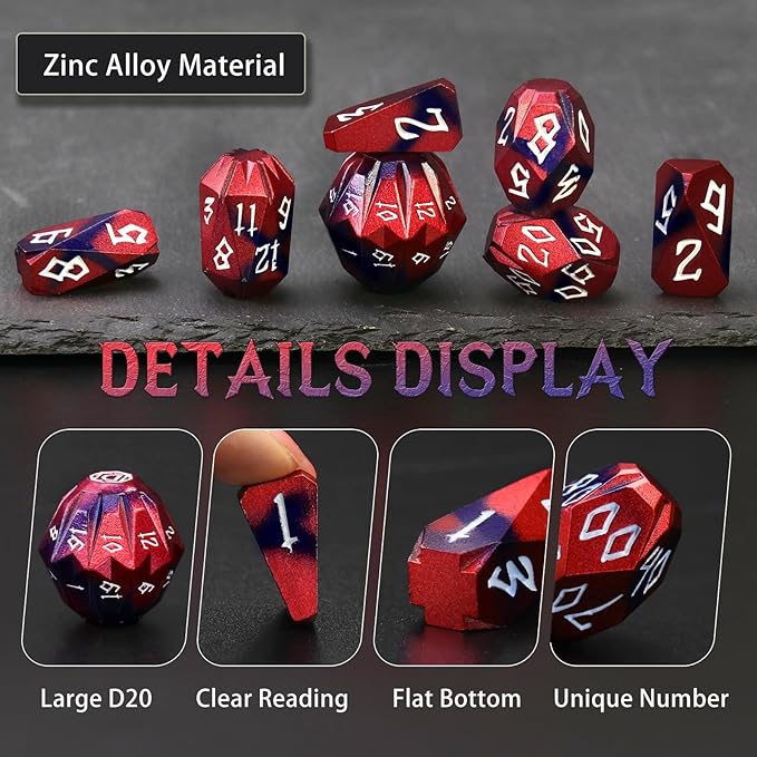 Metal Dice Set D and D for Dungeons and Dragon, Metal Polyhedral DND Dice - Image 3