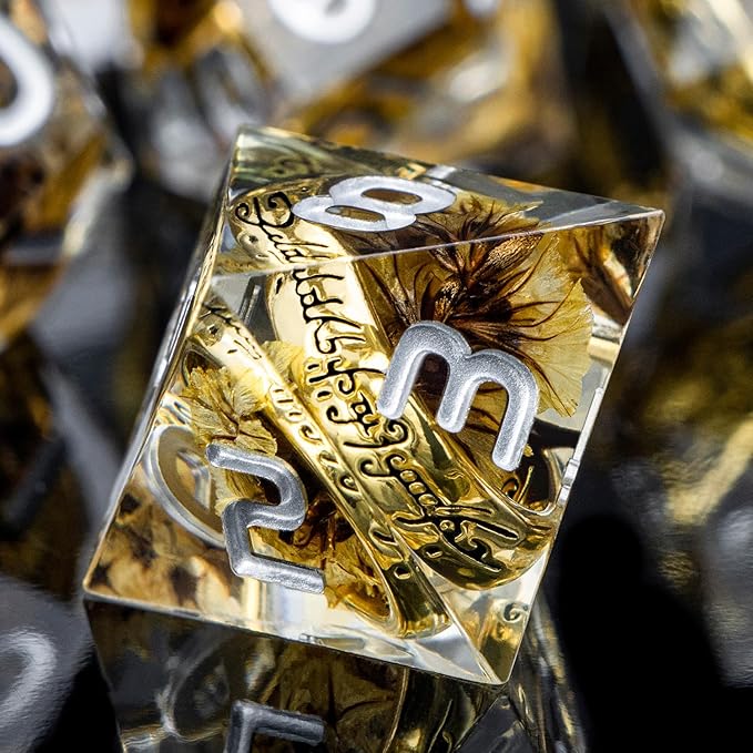 Magic Golden Ring DND Dice Set Sharp Edge Red Resin Dice - Image 4