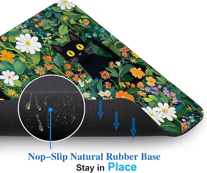 Cute Flowers Black Cats Mouse Pads - Image 4