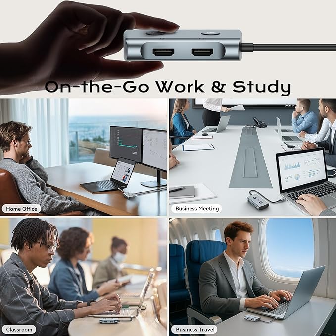 AI Laptop Docking Station with Dual Monitor 4K, TOPOINT 7-in-1 USB C Hub with - Image 8