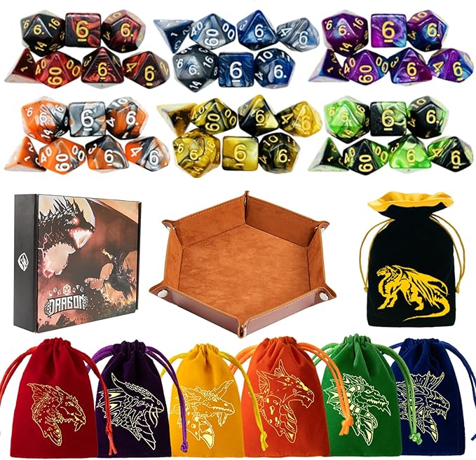 DND Dice Set 42 Pcs Polyhedral Dungeons and Dragons Rolling Dice by PUGED