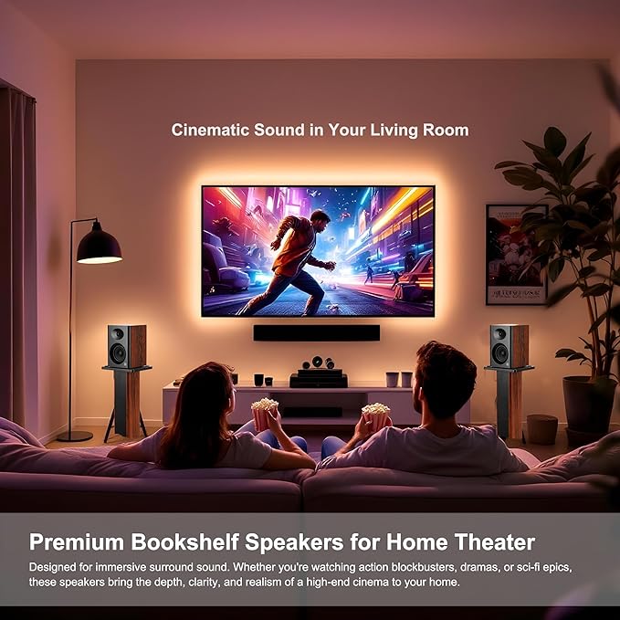 Bookshelf Speakers with Deep Bass, 80W Peak Output HiFi Gaming Computer Speakers - Image 3