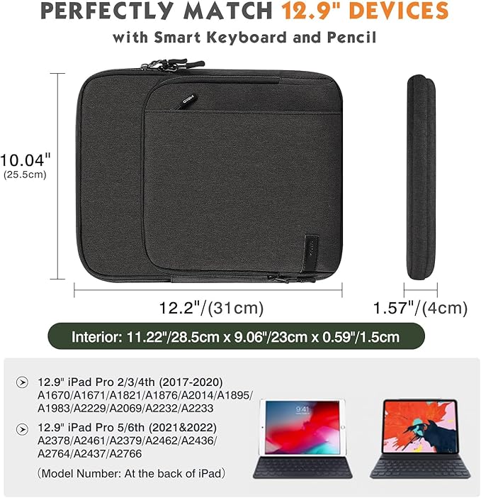 MoKo 12.9 Inch Tablet Sleeve Bag Carrying Case - Image 2
