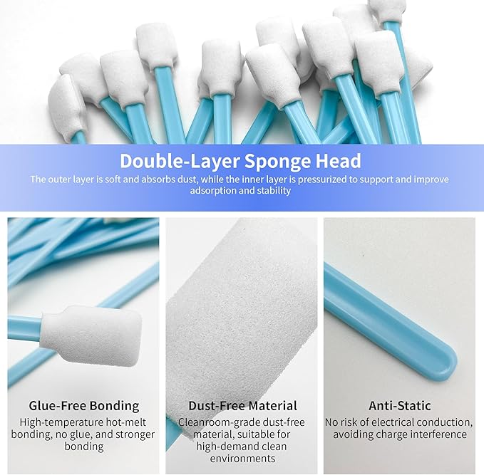 100 Pcs Professional Square Foam Cleaning Swabs – Dust-Free, Lint-Free Foam - Image 7