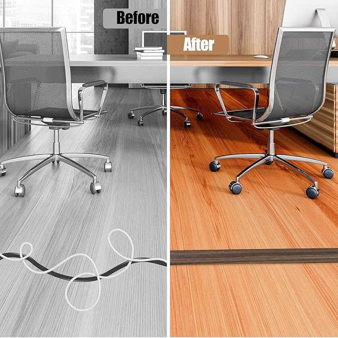 Floor Cord Cover Self Adhesive Cord Hider, 20FT Cable Management, Extension - Image 5