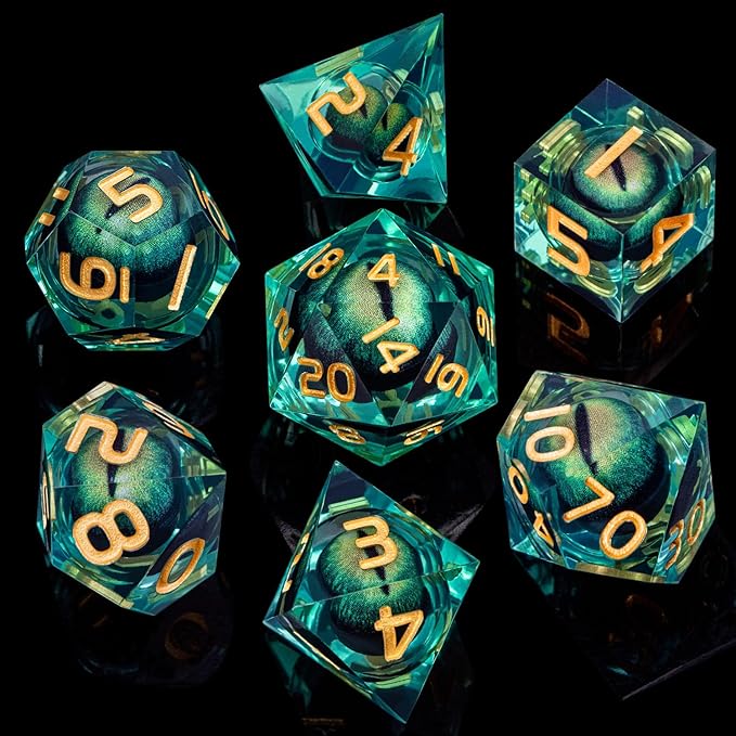 ARUOHHA DND Resin Dice Dragon Eye Liquid Core Polyhedral D and D Dice Set - Image 2