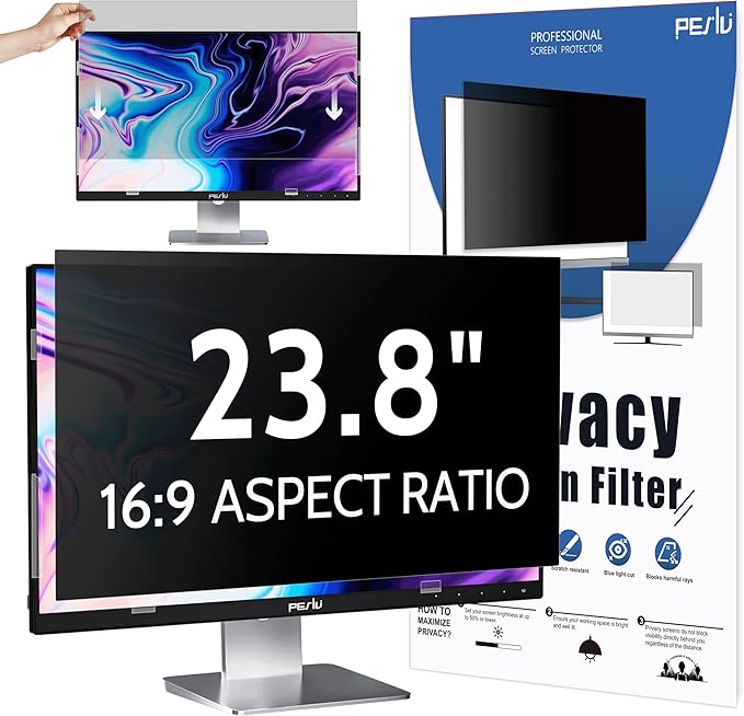 Privacy Screen for Computer Monitor 23.8 Inch 16:9 Aspect Ratio, Anti Blue by peslv