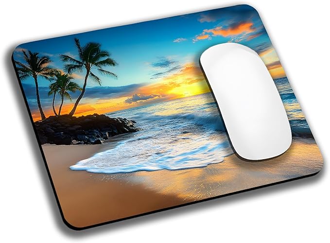Sunset Beach Mouse Pads for Desk, Portable Wireless Computer Mouse pad Small by EASTSMOOTH