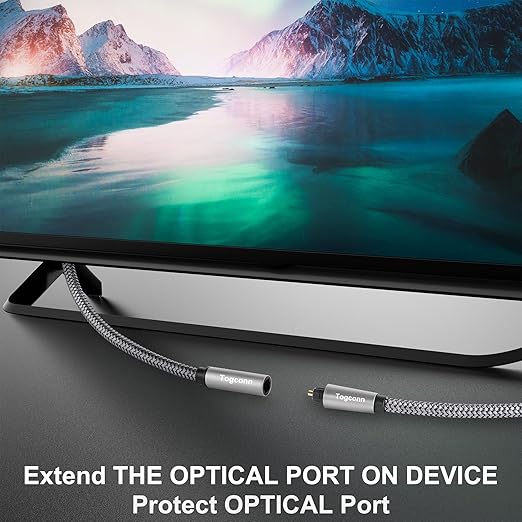 Optical Extension Fiber Digital Cable Adapter 0.6 Feet（2 Pack）, 90 Degree Right - Image 3