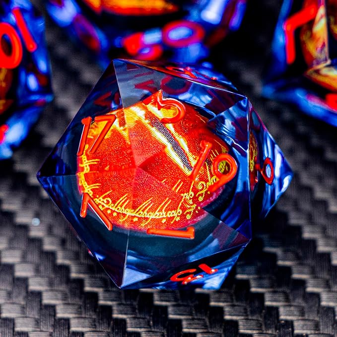 ARUOHHA DND Resin Dice Gazes Eye Dice Blue Red Liquid Core Flaming RPG Sharp by ARUOHHA