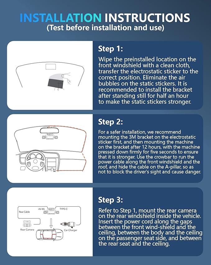 Dash Cam 4 Channel Front and Rear Inside, 360° Car Camera 4K UHD, Dash Camera - Image 11