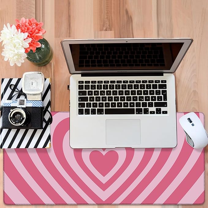 Gaming Desk Pad Large Extra Length Retro Style Hearts Mouse Pad Keyboard Laptop - Image 6