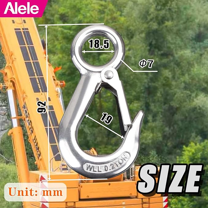 Alele 2Pack Grab Hooks, Slip Hooks, Stainless Steel Lifting Hook Rigging - Image 7