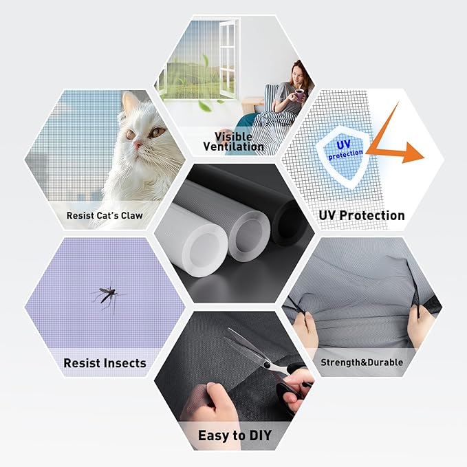 MAGZO Window Screen Replacement Mesh 36"W x 196"L - Image 5