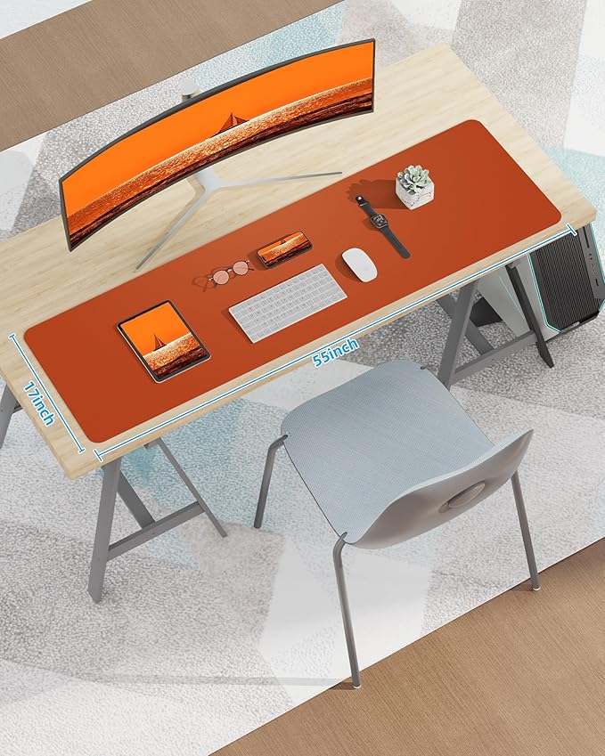 Leather Desk Pad Protector, Mouse Pad, Office Desk Mat, Non-Slip PU Leather - Image 7