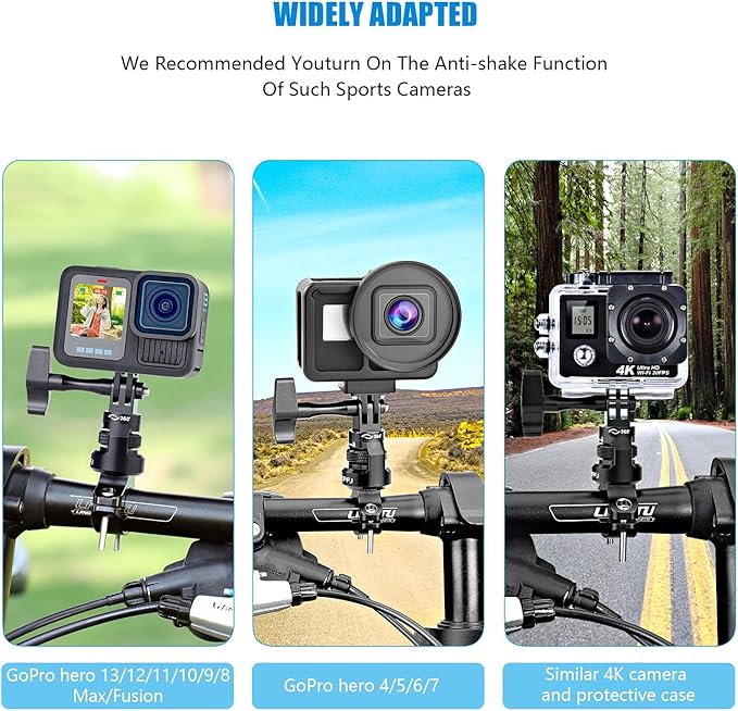 Bike Handlebar Mount for GoPro, 360 Degree Aluminium Alloy Motorbikes Round - Image 6