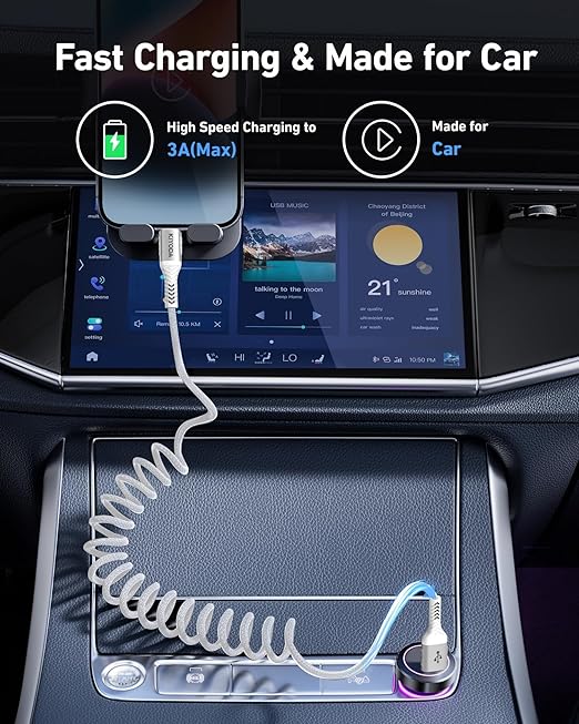 USB A to USB C Cable Fast Charging 66W, Short USB to USB Type C Cord - Image 2