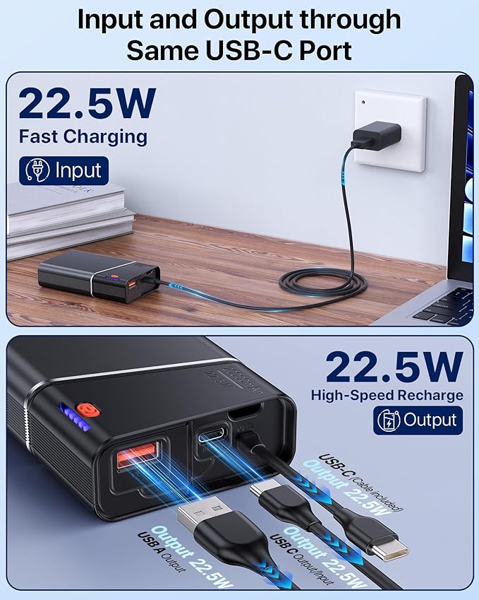 Portable Charger 20000mAh, 22.5W PD 3.0+QC 4.0 Super Fast Charging Power Bank - Image 5