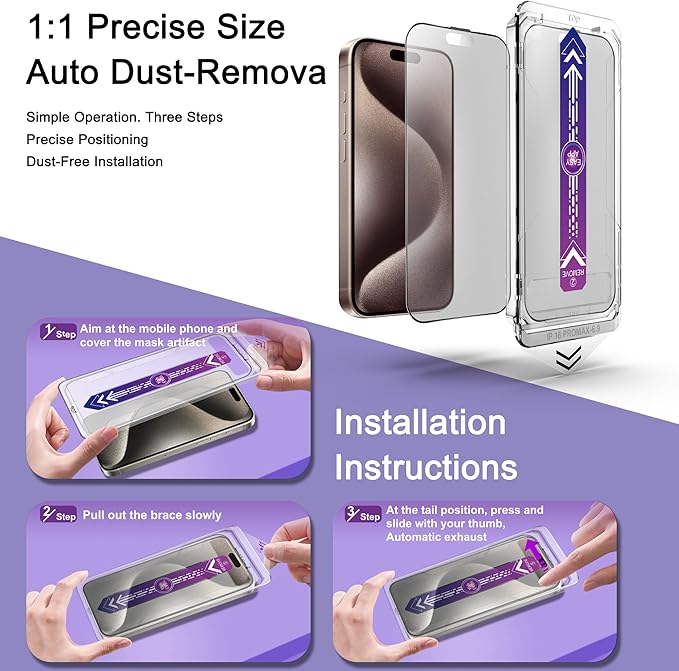 2 Pack Matte Screen Protector for iPhone 16 Pro Max, 9H Tempered Glass - Image 3