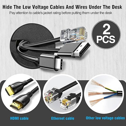 1-3/8" Black Desk Grommet, JTemgle Plastic Cable Hole Cover Computer Table Cord - Image 2
