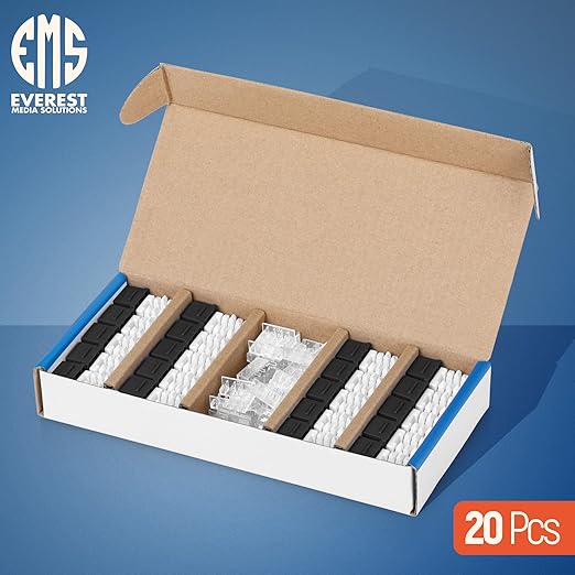 Everest 90° Angled RJ45 Cat6 Keystone Jacks 20-Pack in Black - Image 2