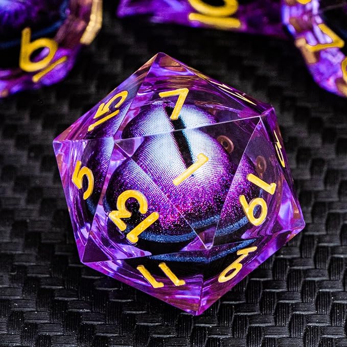 ARUOHHA DND Resin Dice Dragon Eye Dice Liquid Core Purple Sharp Edged Dice Set by ARUOHHA