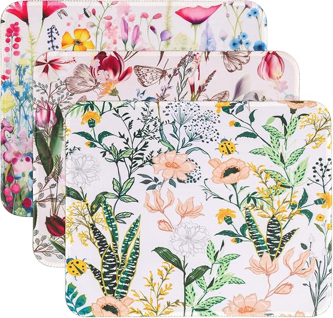 3 Pack Small Mouse pad Beautiful Flowers Plants Mouse Pads by WUFCIYBO