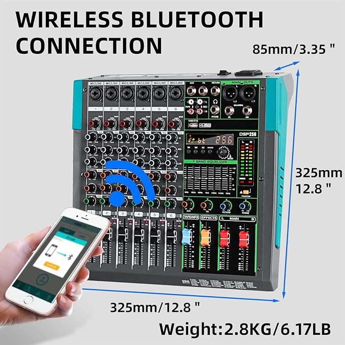 Depusheng PA6 professional DJ audio mixer 6 channel input built-in 256 kinds of - Image 8