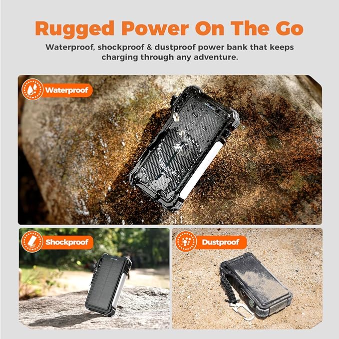 BLAVOR Solar Power Bank 20000mAh/74000mWh Built-in Cables, Wireless Charger - Image 6