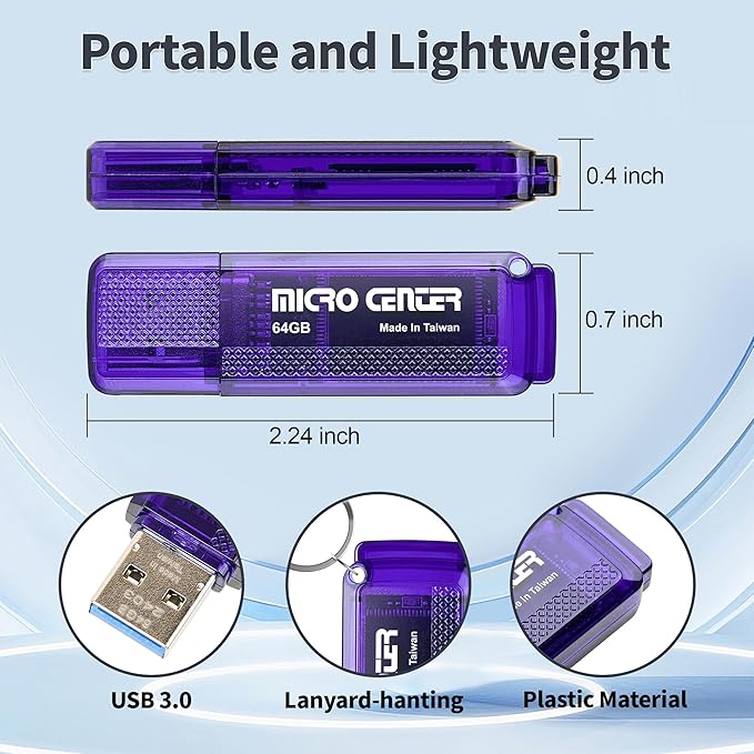 INLAND Micro Center SuperSpeed 10 Pack 64GB USB 3.0 Flash Drive Gum Size Memory - Image 6