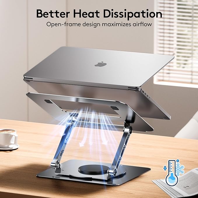 TECKNET Laptop Stand for Desk, 360 Rotating Base, Ergonomic Foldable Computer - Image 4