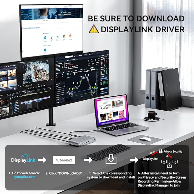 Minisopuru Upgrade DisplayLink Docking Station Triple Monitor - Image 6