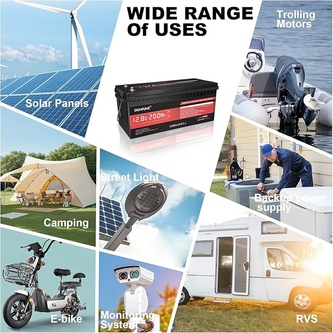 12V 200Ah LiFePO4 Lithium Battery, 2560Wh Capacity, Built-in 200A BMS, 15000+ - Image 5