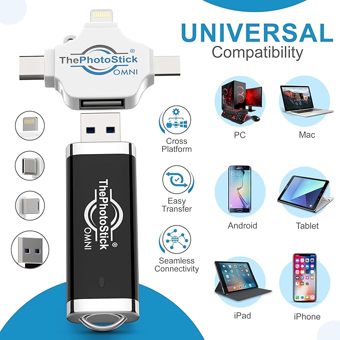 ThePhotoStick® Omni 128GB USB Flash Drive & Memory Stick – Photo & Video Backup - Image 3
