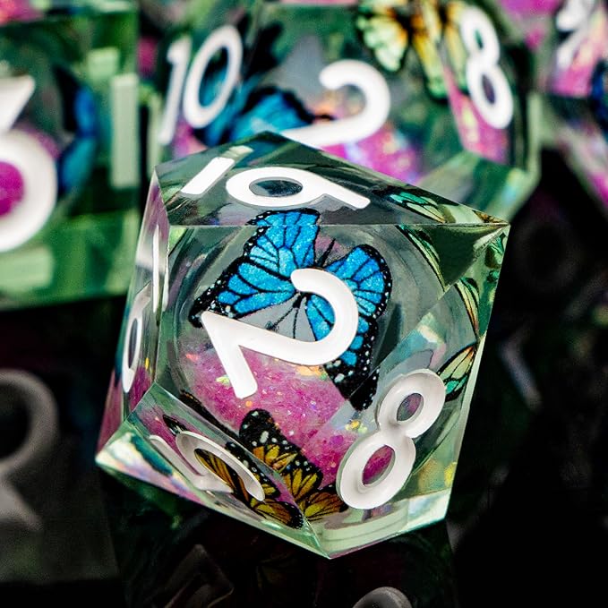 Butterfly DND Dice Pink Liquid Core Dice Set - Image 4