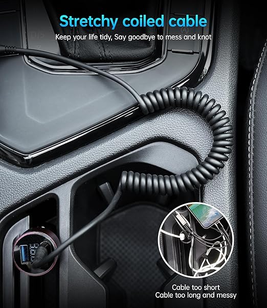 Coiled USB C to C Cable for Car 5FT, USB Type C Charger Cable 100W Short USBC - Image 5