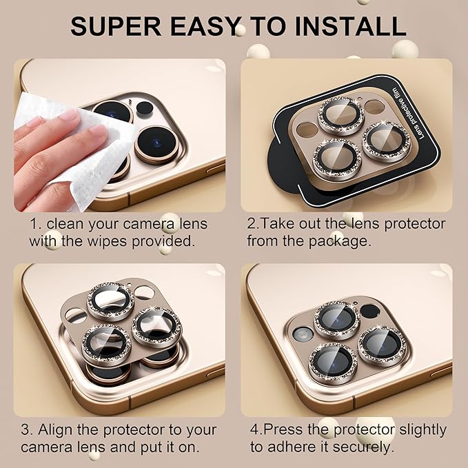 beuxece Compatible for iPhone 16 Pro/iPhone 16 Pro Max Camera Lens Protector - Image 7