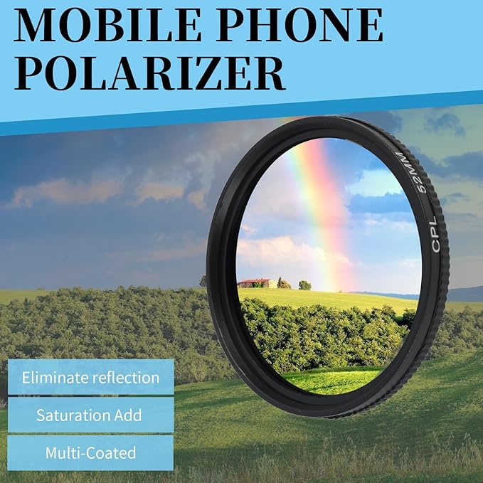 52mm CPL Filter for Phone Camera Clip Kit, Universal Phone Polarizing Filter - Image 6