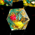 Haxtec Flower Sharp Edge Dice Resin DND Dice Set 7PCS Yellow Blue Red by HaxtecDice