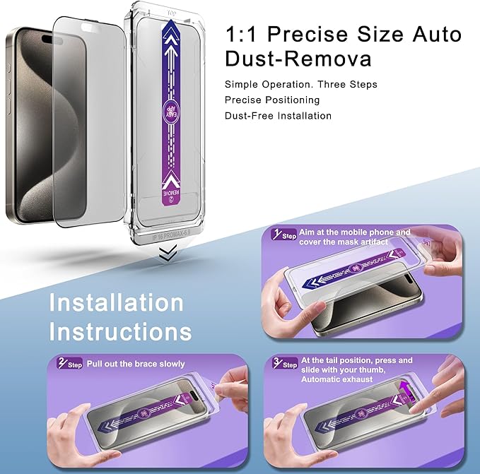 2 Pack Matte Screen Protector for iPhone 16 Pro Max 6.9-Inch Auto Dust Removal - Image 3